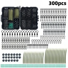 300pcs Carp Fishing Tackle Set Includes Soft Tube, Line Anti-Back Device, Swivel, Connectors, Fishing Gear