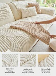 1 Peça Almofada de Sofá Jacquard de Pelúcia da Moda, Almofada de Assento de Sofá Antiderrapante de Fibra de Poliéster Supermacia e Resistente a Arranhões de Animais de Estimação, Lavável em Máquina, Adequada para Todas as Estações, Proteção e Decoração para 1-4 Sofás em Salas de Estar e Quartos