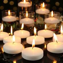 36/48 White Floating Wax Candles, Burn For 8-10 Hours, Odorless And Smokeless Floating Candles, 3 Inches Center Decoration, Suitable For Center Decoration Floating Candles, Suitable For Cylindrical Vases, Weddings, Parties, Pool Water Candles. - 3in - Xem 1