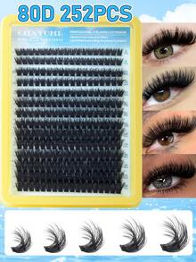 280/224簇单根睫毛册 大容量 60D+80D+100D 10-18毫米混合长度簇睫毛加长增厚蓬松睫毛初学者DIY睫毛延长套装 居家自戴分段睫毛持久睫毛束睫毛 - D - 查看 7