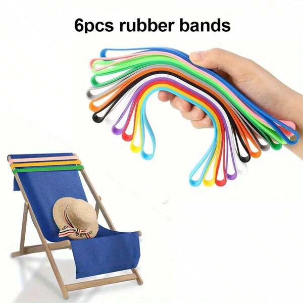 6pcs Windproof Silicone Beach Chair Towel Straps, Stretchable Colored Chair Straps, Suitable For Swimming Pools, Cruise Ships, And Beaches