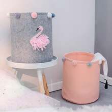 OYHOMO Gray Swan Storage Basket Felt Laundry Hamper Collapsible Storage Bin Organizer For Toys, Clothes, Bedroom, Bathroom, Home Decor - Grey - View 5