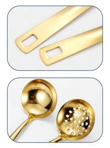 6 pièces Set d'ustensiles de cuisine en acier inoxydable, comprenant une cuillère, une cuillère à fentes, une spatule à fentes, une louche, une spatule, une louche à soupe ; en alliage chrome, convient pour la décoration de mariage, la décoration d'Halloween, les fournitures scolaires, les enterrements de vie de garçon, les ustensiles de cuisine, les accessoires de cuisine, les articles de fête, le set de voyage, les cadeaux, les fêtes d'anniversaire, la remise des diplômes, le set d'outils de cuisine