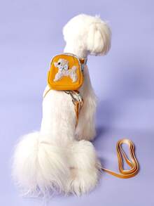 PETSIN 寵物攜帶背包teddy & Poodle繩索,胸部和背部帶,行走貓/狗的零食包和拴繩 - 彩色 - 查看 4