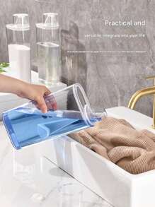 1pc Liquid Detergent And Fabric Softener Dispenser - Laundry Room Storage Box, Laundry Soap Dispenser Bottle, Bathroom Organizer, Bathroom Storage Jar