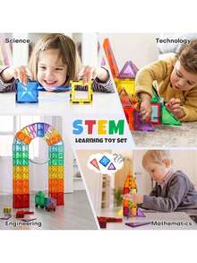 磁性积木套装,适合女孩男孩幼儿玩具,适合 3-4 岁幼儿的感官玩具,适合 3-8 岁儿童的磁性积木,鼓励孩子创造力,磁性积木,儿童玩具,玩具,磁性积木,男孩玩具,女孩玩具,儿童玩具,男孩玩具,磁性积木 - 彩色 - 查看 6