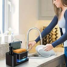 1 Set Soap Dispenser With Sponge Holder, Soap Pump And Sponge Holder, Suitable For Kitchen Sink, Silver Metal, Multifunctional Dish Soap Dispenser Set With Sponge Holder, Plastic Material, Standalone, Batteryless, Perfect Pump, Leak-Proof Design, Great Gift For Holidays And Back To School - Multicolor - View 9