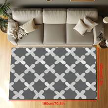 1pc Luxurious Retro Pattern Print Carpet, 1100g High-Density Faux Cashmere + TPR Washable Bottom, 0.6cm Thick, Classic Vintage Minimalist Elements, Soft Plush Area Rug, Suitable For Outdoor, Entrance, Living Room, Bedroom, Laundry Room, Bathroom, Machine Washable All-Season Large Size Mat, Home Decor