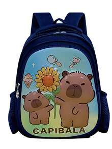 Nuevo modelo de mochila escolar con CarpiBarra. Mochila  para niños y niñas de guardería, mochila infantil con dibujos animados ultraligera y anti-carga. - Azul - Ver 1