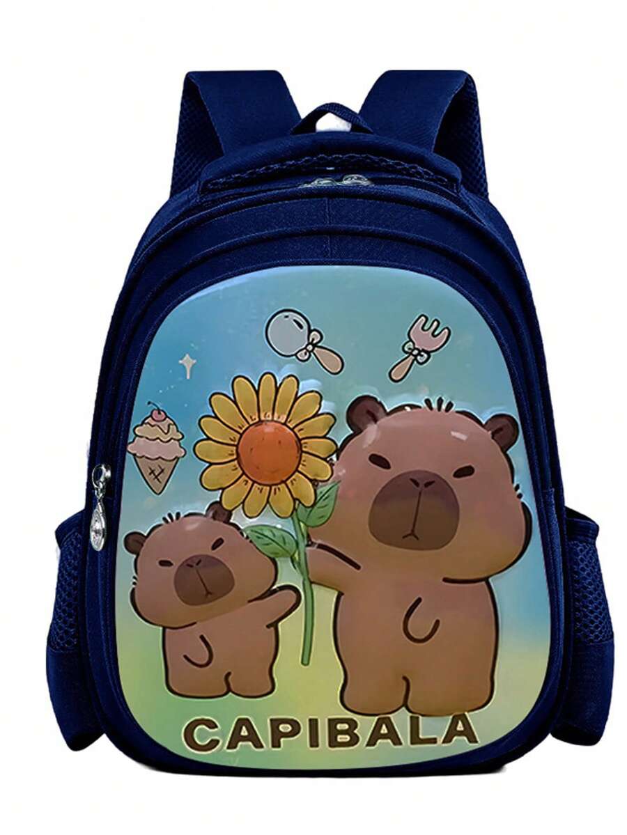 Nuevo modelo de mochila escolar con CarpiBarra. Mochila  para niños y niñas de guardería, mochila infantil con dibujos animados ultraligera y anti-carga. - Azul - Ver 1