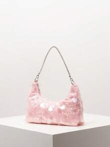 Shiny Sequin Shoulder Bag, Sequin Bag, Bridal Party, Premium Style Ladies Handbag, Prom Bag, Prom Accessories, Elegant Women's Bag, Wedding Items, Sparkling Prom Wallet (Pattern Random) , Pink - Pink - View 2