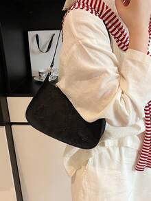 Random Lace Butterfly Decor Crescent Shoulder Bag For Women - Black - View 7