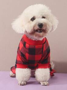 PETSIN A Simple And Comfortable Polyester Four Legged Cat And Dog Costume, Sleepwear, Home Clothes Suitable For Pets, Small Cats And Dogs, Clothes For All Seasons Of Home Wear (Not Suitable For Large Dogs) - Red - View 7