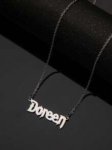 Collar de acero inoxidable personalizado con nombre, fuente de letra inglesa simple, adecuado para parejas, amigos, Día de la Madre, regalo de alta gama para mamá, joyería de moda, adecuado para uso diario, perfecto para el Día de San Valentín, Día de la Madre, regalos para ella, novia, mamá, papá, familia, aniversario, boda, reunión con amigos, regreso a la escuela, reunión de clase