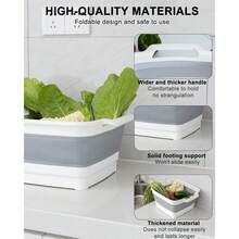 Collapsible Wash Basin With Drain Plug – 2.4 Gallon Portable Sink Tub For Baby Bottles, Dishwashing, RV & Camping | Space Saving Foldable Design | -Free /PP Material (Grey) - 格雷 2 - 查看 5