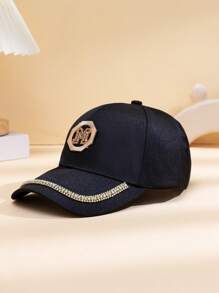1 pièce Casquette de baseball mode femme avec bord de strass et logo M réglable, convient pour les sorties et les rassemblements quotidiens, cadeau idéal