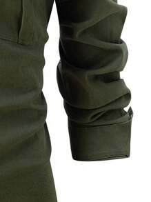 男士新款时尚弹力商务休闲长袖衬衫，秋冬，秋季 - 軍綠色 - 查看 4