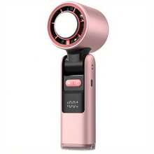 2025 Newest Portable Handheld Turbo Fan, 5-Speed Wind, 4000mAh Battery Powered, Up To 10 Hours Of Operating Time, 3-In-1 Handheld Fan, Rechargeable, With Air Turbo Technology For Outdoor Activities, Traveling, And Use At Work. - 粉色 - 查看 1