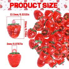 12/18 件草莓珠、草莓珐琅饰品 - 3D 透明亚克力草莓首饰配件，适用于 DIY 项链、手链制作 - 彩色 - 查看 2