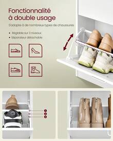 VASAGLE Shoe Cabinets - White - View 4