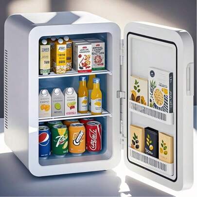 Advwin 22L Mini Fridge For Bedroom, 12v DC Portable Cooler & Warmer, Mini Refrigerator With Glass Front, For Car Office Desk & Dorm Room Food Beverage Skincare Makeup