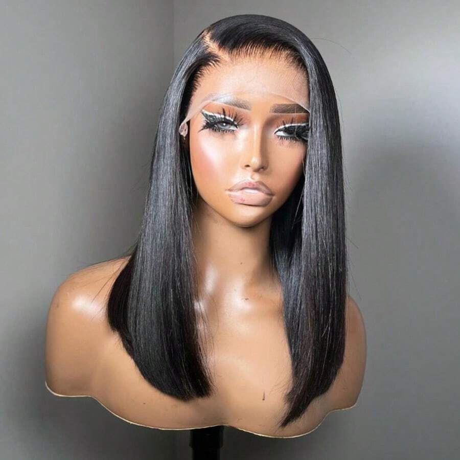 200 Density Short Bob 13x4 HD Lace Frontal Human Hair Wigs Bone Straight 13x4 Transparent Lace Front Human Hair Wig Pre Plucked