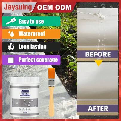 JAYSUING 100g/300g; Adhesivo transparente impermeable; Revestimiento impermeable para alféizares de ventanas exteriores; Adhesivo impermeable para detener fugas; Reparación de grietas para uso en exteriores; Reparación de fugas para baños; Agente de sellado y penetración antifugas