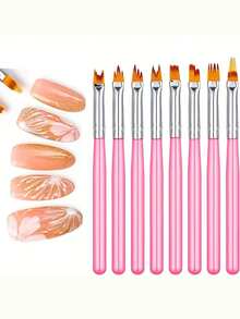 8pcs Nail Art Petal Brush Pen Kit 3D Builder Nail Gel Brush Professional Acrylic Pen Drawing-Gradient Painting Professional Manicure DIY Tool Accessories - Multicolor - View 11