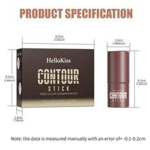 HelloKiss 3pcs/Set Face Contour Highlighter & Blush Stick, Multi-Functional Highlighter & Blush Cream, Concealer Pencil, Non-Greasy, Waterproof & Long-Lasting, Sculpt Facial Contour, Suitable For Beginners, All Skin Tones, Spring, Autumn, Winter, Festivals, Daily Commute - 多色套裝 - 查看 12