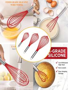Set 3 Packs,Metal Whisks For Cooking Stainless Steel Whisk,Kitchen Accessories,Kitchen Wisking Tool Balloon Wisk 8" 10" 12" Silicone Whisk For Baking, Whisking, Mixing, Blending - Multicolor - View 13