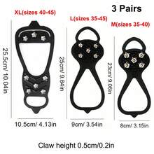 1 Pair Of Outdoor Hiking 5/8-Tooth Ice Claw Anti Slip Shoe Covers Suitable For Snow Boots, Lightweight Ice Grip For Men And Women, Durable Steel Nails For Elderly People, Hiking, And Ice Walking To Prevent Slipping - Black - View 14
