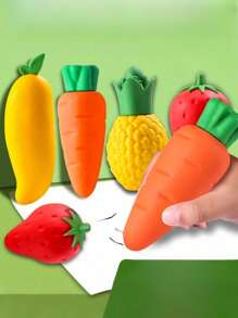 10pcs Giant Fruit Eraser, Creative And Cute Mango, Strawberry And Carrot Eraser, Wipe Clean Without Leaving Any Trace