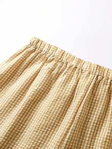 Plus Size Lemon Print T-Shirt And Plaid Wide Leg Pants Set - Casual Matching Set, Comfortable Autumn Outfit, Easy Women's Two Pieces Styling, Street Style, Outdoor Wear Elegant Summer - Multicolor - View 7