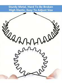 Black Metal Coil Headband - Elastic, Non-Slip Grip Headband, Wavy Design, Suitable For Outdoor Sports And Fashion Accessories, Hair Decorations