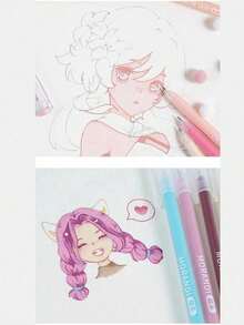 朗果经典手账本18/72/153/180色套装 每盒9支笔 大容量手账本中性笔 绘画笔 适用于办公 绘画 涂鸦 插画 美术 学生文具用品 返校 母亲节 妈妈的礼物