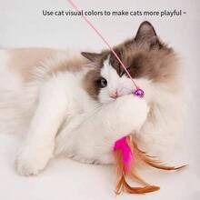 Interactive Feather Cat Teaser Stick, DIY Cat Teaser Toy Accessories, Cat Teaser Exercise Stick, Feather Replacement, Durable Plastic Fishing Rod Design, Brings Endless Fun And Exercise, Self Entertainment, Pet Collar, Battery Free Pet Toy, Suitable For Cats And Kittens To Play With, Equipped With Feathers, Bells, And Bendable Wires - Multicolor - View 4