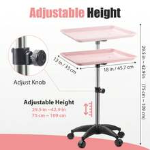 Salon Tray On Wheels Tattoo Tray Rolling Trolley Adjustable Height Storage Utility Cart For Clinic Spa Rolling Tray (Black),Boho Vibes - Pink - View 3