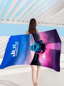 1pc JUL C'est Original Ou S'E Youth Soccer Player Design Microfiber Beach Towel - Soft, Absorbent, Quick-Dry - Microfiber, 250gsm - Perfect For Swimming, Camping, Bathing, Vacation, Travel - Sports Fan Gear | Vibrant Sports Graphic | Quickdry