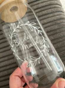 伴娘求婚礼物伴娘礼物新娘送礼会 16 盎司玻璃杯化妆包、婚礼装饰、家居装饰、房间装饰派对礼品 - bridesmaid - 查看 5