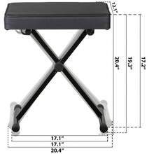 Piano Keyboard Bench Padded Stool Seat Chair X-Style Adjustable Height Black - 1 - Xem 3