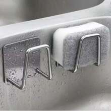 1pc Stainless Steel Sink Sponge Rack For Sponge Steel Wire Ball Draining Paste The Inner Wall Of The Sink Kitchen Supplies