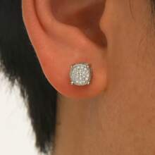 Boucles d'oreilles clou rondes de couleur or et argent pour femmes/hommes, design mode 4 griffes avec strass brillants. Boucles d'oreilles strass rondes délicates pour femmes/hommes, couple. Bijoux d'oreille mode polyvalents, cadeau pour la Saint-Valentin, anniversaire, fête