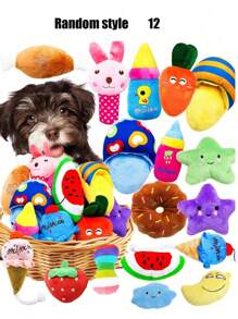 1 套宠物咀嚼玩具，狗玩具套装，适用于中小型犬，耐用的 TPR 材料，带有吱吱作响的咀嚼玩具，互动训练玩具套件，促进狗狗健康