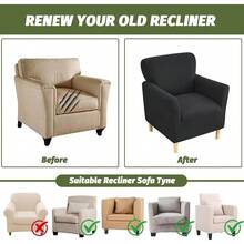 Local Delivery - Banquet Armchair Slipcover Printed Chair Covers With Arms Stretch Club Chair Slipcover Soft Armchair Sofa Covers Anti-Slip Furniture Protector For Dogs Pets Home Living Room Decor, 14 - T-jacquard Black - 查看 3