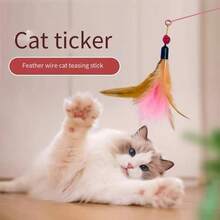 Interactive Feather Cat Teaser Stick, DIY Cat Teaser Toy Accessories, Cat Teaser Exercise Stick, Feather Replacement, Durable Plastic Fishing Rod Design, Brings Endless Fun And Exercise, Self Entertainment, Pet Collar, Battery Free Pet Toy, Suitable For Cats And Kittens To Play With, Equipped With Feathers, Bells, And Bendable Wires - Multicolor - View 9