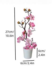 1 件人造桃花桌面植物，花盆上有一些小瑕疵，属于正常现象，不会影响展示