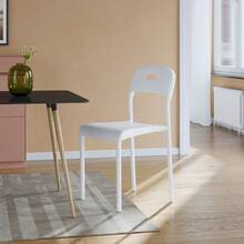 LIZHOUMIL Dining Chairs Set Of 4/2/1, Stackable Modern Kitchen Chairs, Plastic Dining Room Chair With Metal Legs, Easy Assembly, Waterproof & Stain-Resistant, Suitable For Indoor And Outdoor - trắng - Xem 3