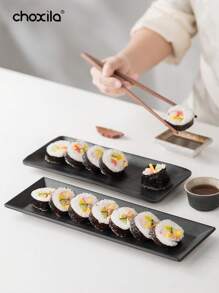 choxila 1 件黑色长方形盘子，日式寿司盘，食物盘，烧烤盘，蛋糕，甜点条盘，学校用品 - 長方形餐碟 - 查看 7