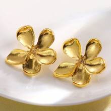 Elegant Pleat Floral Pendant Necklace & Earrings Set, Vintage French High-End Minimalist Style