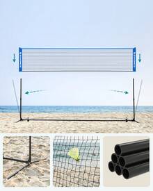 Filet de Badminton, Filet de Volley-Ball, Hauteur réglable, Ensemble Portable pour Le Tennis - Bleu azur - Voir 3